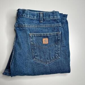 Carhartt Men’s Blue Denim Jeans 40x32 Relaxed Fit USA Logo Patch Made in Mexico